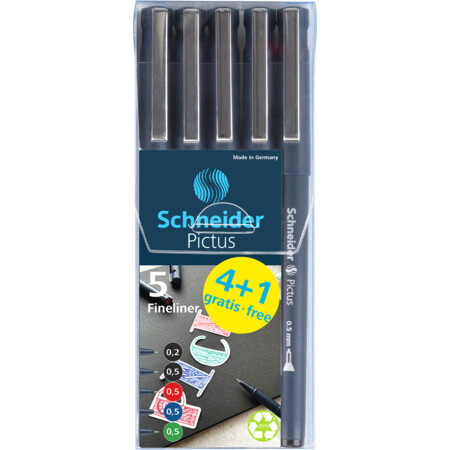 Pictus Multipack Line width Mixed Fineliner & Brush pens by Schneider