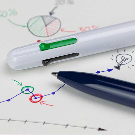 Take 4 white Line width M Ballpoint pens by Schneider